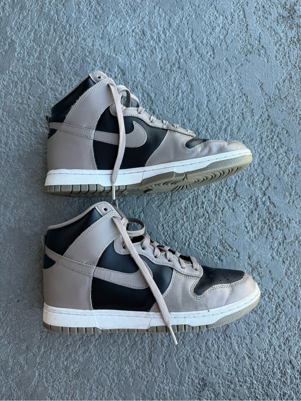 Nike Dunk High-Top Sneakers in Taupe and Black